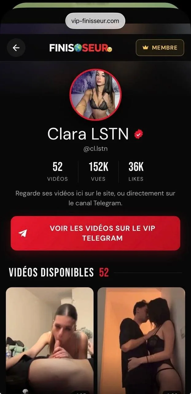 Page d'une influenceuse sur le site Finisseur