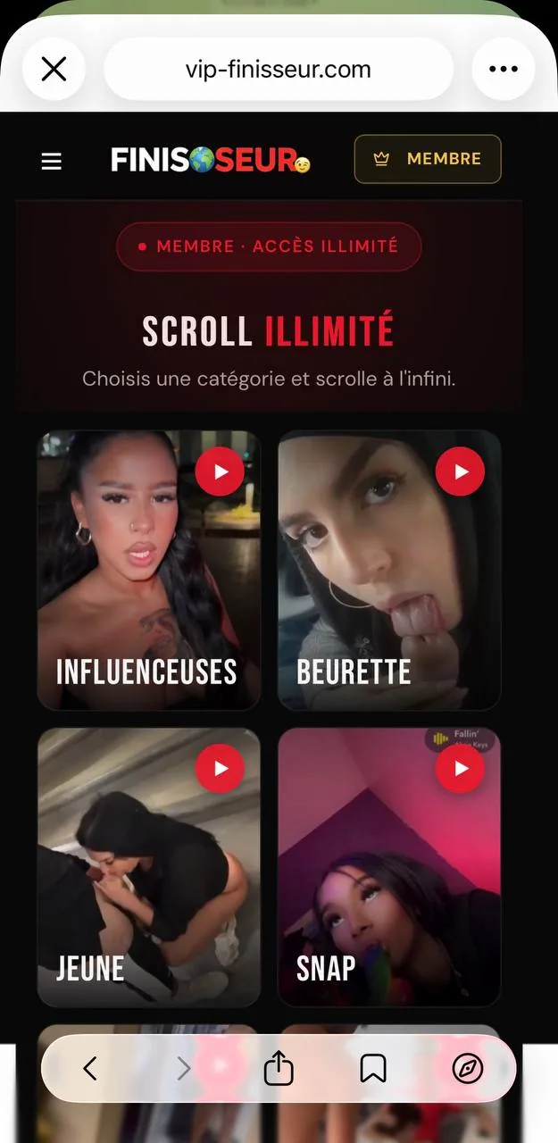 Scroll illimité par catégorie sur le site Finisseur